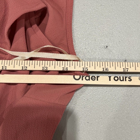 Monteau Top‎ Women Medium Spaghetti Strap V-Neck Ruffle Mauve Pink Wrap Blouse - Picture 8 of 12